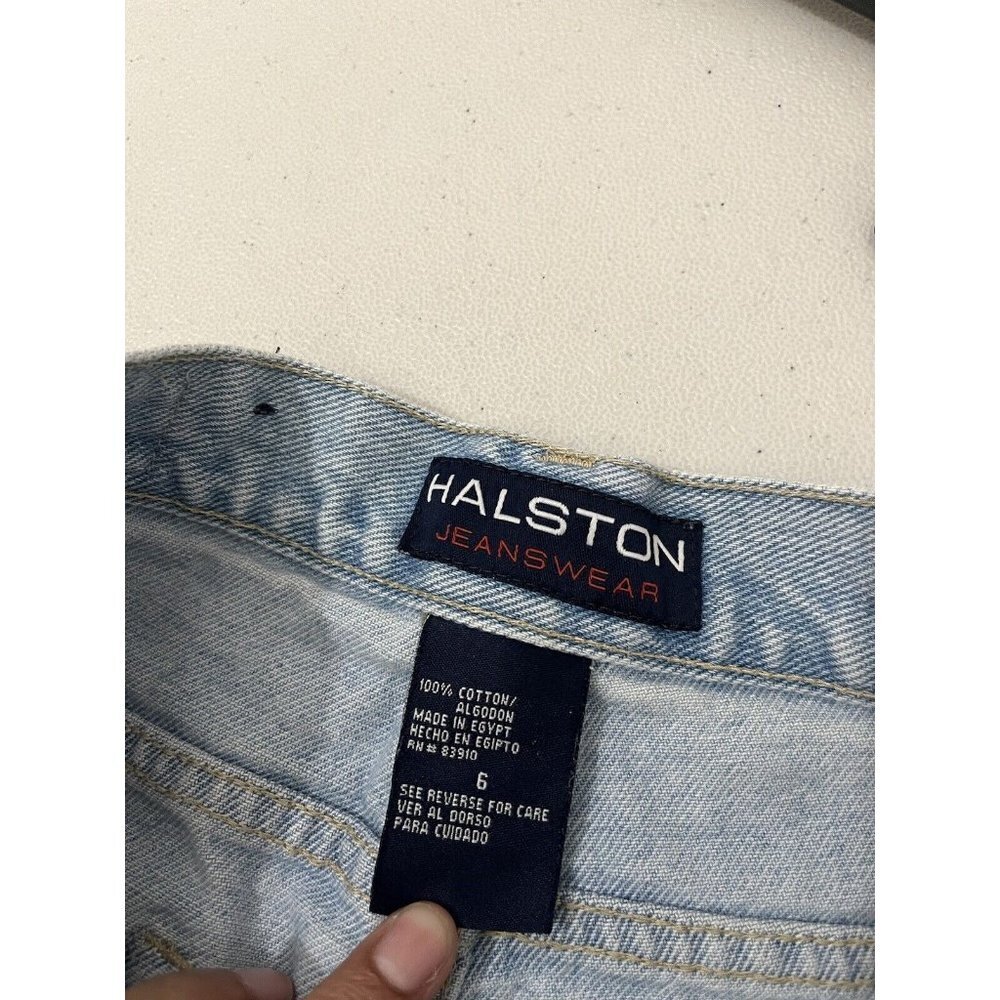 Halston Vintage High Waist Mom Denim Shorts Light Wash Size 6 - Picture 10 of 14